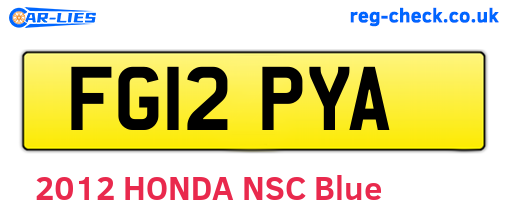 FG12PYA are the vehicle registration plates.