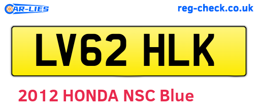 LV62HLK are the vehicle registration plates.