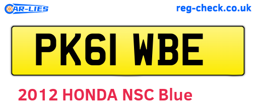 PK61WBE are the vehicle registration plates.
