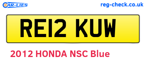 RE12KUW are the vehicle registration plates.