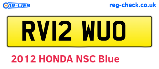 RV12WUO are the vehicle registration plates.