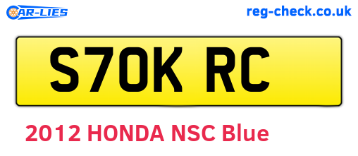 S70KRC are the vehicle registration plates.