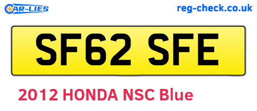 SF62SFE are the vehicle registration plates.