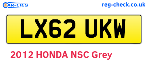 LX62UKW are the vehicle registration plates.