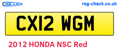 CX12WGM are the vehicle registration plates.