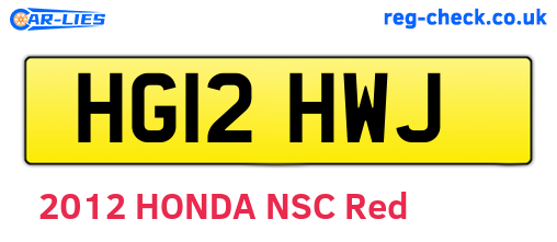 HG12HWJ are the vehicle registration plates.