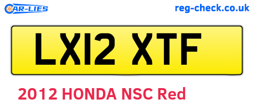 LX12XTF are the vehicle registration plates.