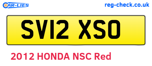 SV12XSO are the vehicle registration plates.