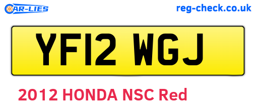 YF12WGJ are the vehicle registration plates.