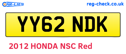 YY62NDK are the vehicle registration plates.