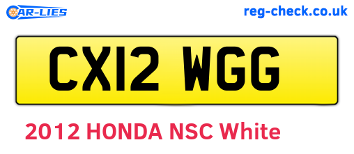 CX12WGG are the vehicle registration plates.