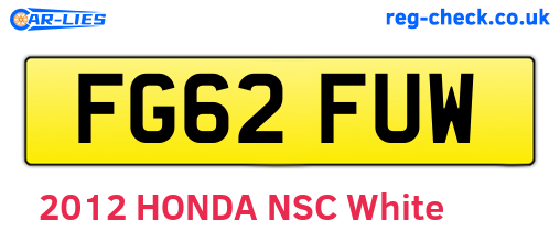FG62FUW are the vehicle registration plates.