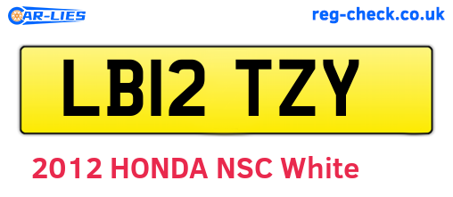 LB12TZY are the vehicle registration plates.