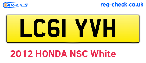 LC61YVH are the vehicle registration plates.