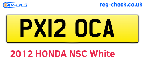 PX12OCA are the vehicle registration plates.