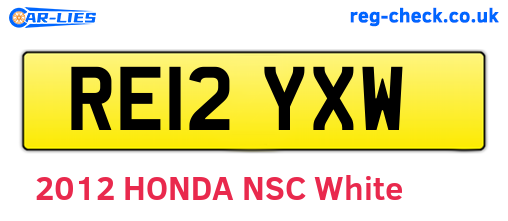 RE12YXW are the vehicle registration plates.