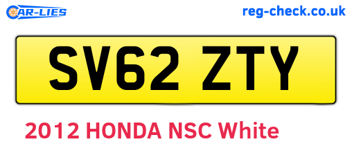 SV62ZTY are the vehicle registration plates.
