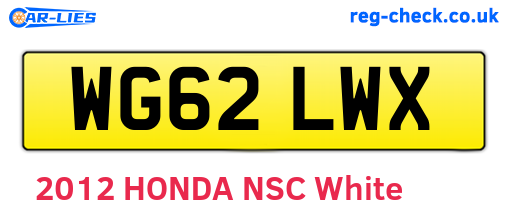 WG62LWX are the vehicle registration plates.
