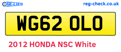 WG62OLO are the vehicle registration plates.