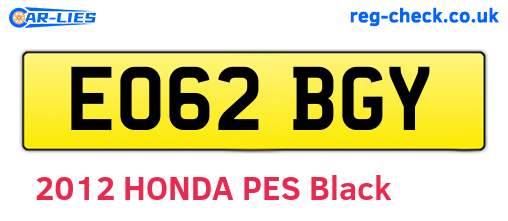 EO62BGY are the vehicle registration plates.
