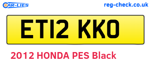 ET12KKO are the vehicle registration plates.
