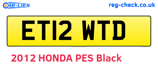 ET12WTD are the vehicle registration plates.