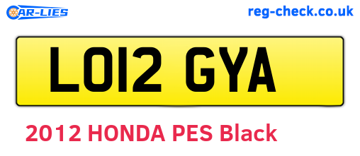 LO12GYA are the vehicle registration plates.
