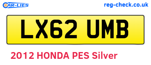 LX62UMB are the vehicle registration plates.