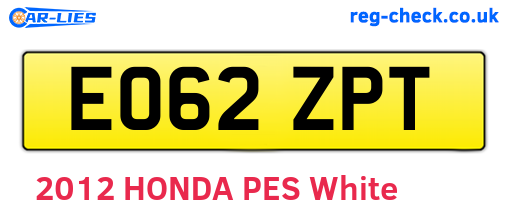EO62ZPT are the vehicle registration plates.