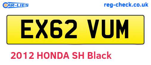 EX62VUM are the vehicle registration plates.