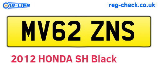 MV62ZNS are the vehicle registration plates.