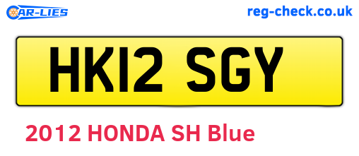 HK12SGY are the vehicle registration plates.