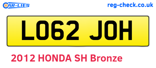 LO62JOH are the vehicle registration plates.
