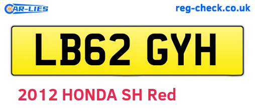 LB62GYH are the vehicle registration plates.