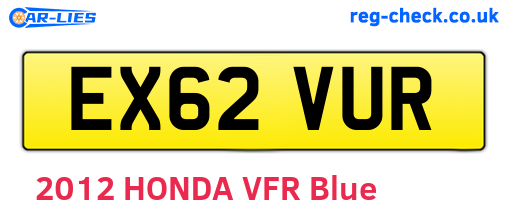 EX62VUR are the vehicle registration plates.