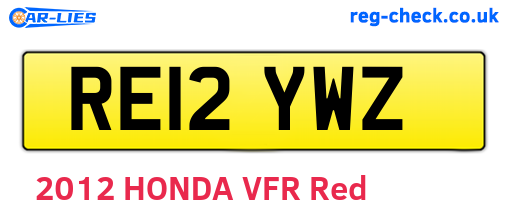 RE12YWZ are the vehicle registration plates.