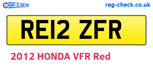 RE12ZFR are the vehicle registration plates.