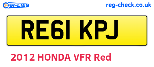 RE61KPJ are the vehicle registration plates.