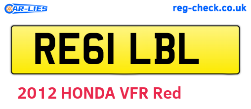RE61LBL are the vehicle registration plates.