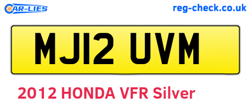 MJ12UVM are the vehicle registration plates.