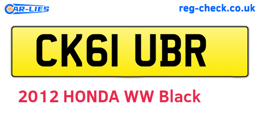 CK61UBR are the vehicle registration plates.