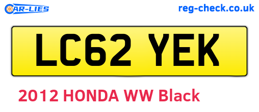 LC62YEK are the vehicle registration plates.