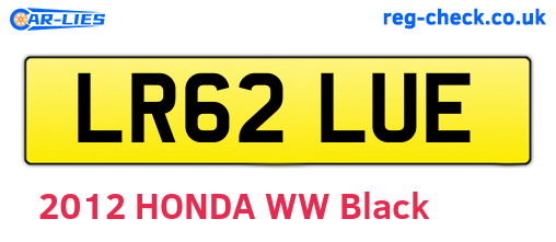 LR62LUE are the vehicle registration plates.