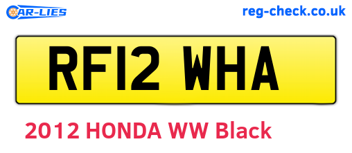 RF12WHA are the vehicle registration plates.