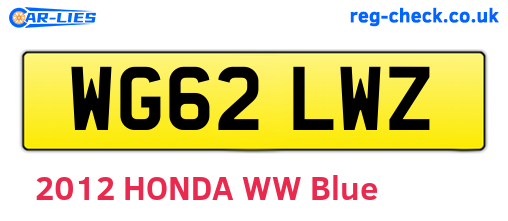 WG62LWZ are the vehicle registration plates.