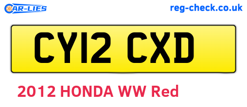 CY12CXD are the vehicle registration plates.