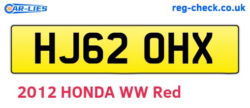HJ62OHX are the vehicle registration plates.