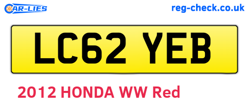LC62YEB are the vehicle registration plates.