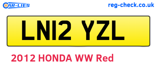 LN12YZL are the vehicle registration plates.