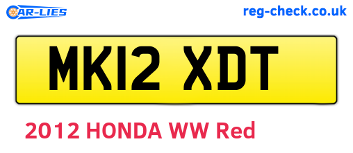 MK12XDT are the vehicle registration plates.